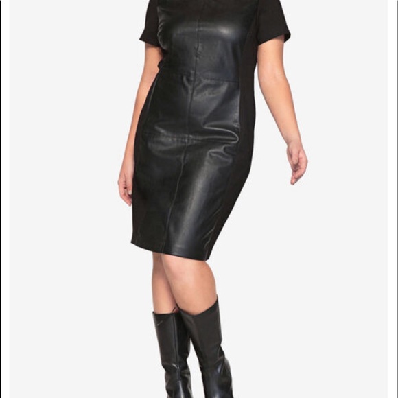 Roaman's Dresses & Skirts - Faux Leather Ponte Dress By Castaluna size 24 NWOT